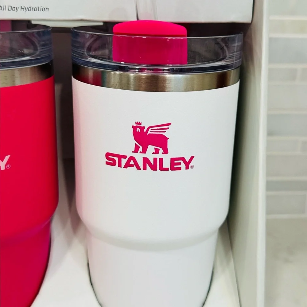 RARE NEW STANLEY 2 Pack 20 oz H2.0 Tumbler Quencher PINK AND WHITE NEW IN BOX - Picture 4 of 8